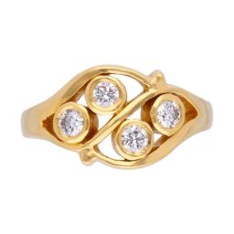 C. Krishniah Chetty Group Gold & Diamond Cascade Zircon Ring-58