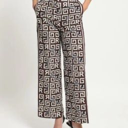 RAREISM Brown Polyester Printed Trousers-image-76