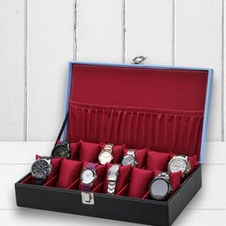 ZENWOOD Black 12 Slots Watch Organiser Box-35