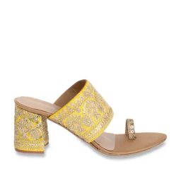 Scentra Women's Reya Yellow Toe Ring Sandals-image-3