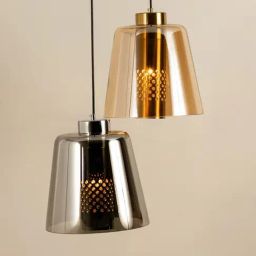 Whispering Homes Conical Mesh Hanging Light - Amber-image-35