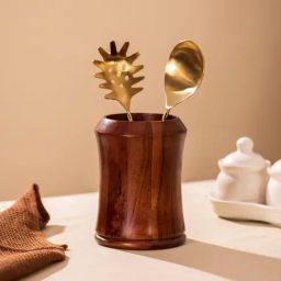 Nestroots Urban Chic Brown Acacia Wood Spoon Stand-39
