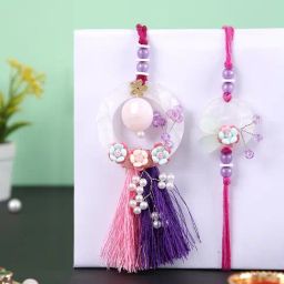 Aapno Rajasthan Floral & Thread work Bhaiya Bhabhi Rakhi-17