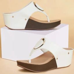 Forever Glam by Pantaloons Women's White Thong Wedges-picture-42