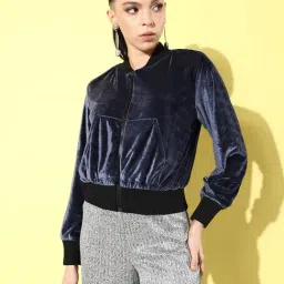 Anvi Be Yourself Black & Grey Relaxed Fit Cropped Jacket-picture-6