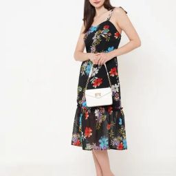 MISH Black Floral Print Midi Dress-image-71