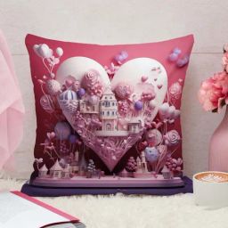 STITCHNEST Multicolor Canvas Valentine Printed Cushion Cover For Couples-image-29