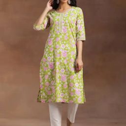 Libas Green Printed Kurta-image-13