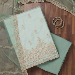 Koskii Floral Embroidered Thread Work Unstitched Dress Material-image-72