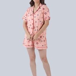 Pretty Loving Thing Pink Cotton Printed Top & Shorts Set-image-2
