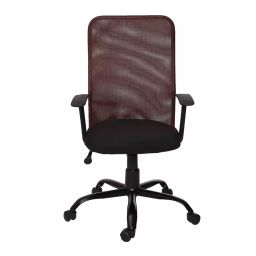 Vassio Breathable Mesh Brown and Black Revolving Chair For Office-8