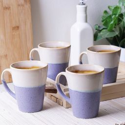 MIAH Decor Purple 4-Pieces Solid Ceramic Cups Set-37