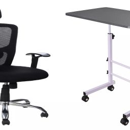 Stolica Height Adjustable Home/Office Computer Desk with Wheels and Office Chair Black Color RSC-117 work from home setup-2