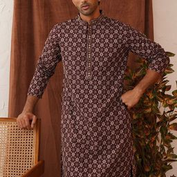 Jompers Men Geometric Embroidered Sequinned Kurta-picture-42