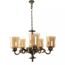 ELIANTE Chandelier Antique Brass Metal Semi Flush Mount-image-91