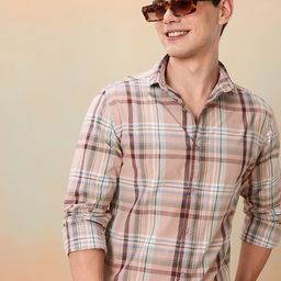 Mast & Harbour Checked Pure Cotton Casual Shirt-image-33