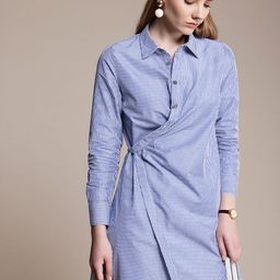 French Connection Striped Cuffed Sleeves Shirt Mini Dress-image-49