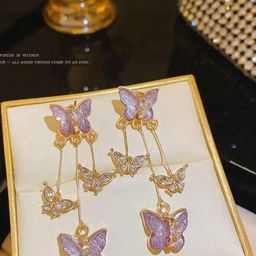 Estailo fashion Gold-Plated Artificial Stones Studded Tasselled Quirky Drop Earrings-image-88