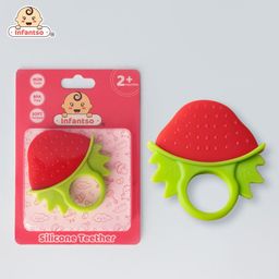 INFANTSO Non Toxic Food Grade Silicone Strawberry Baby Teether - Red-18