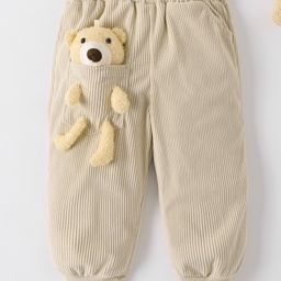 Kookie Kids Full Length Lounge Pant With Teddy Applique - Cream-image-38