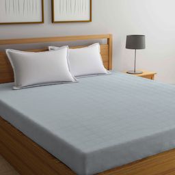 Arrabi Solid TC Cotton Blend 210 GSM Double Bed Size Mattress Protector - Grey-image-45