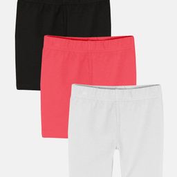 Kiddopanti Pack Of 3 Cycling Solid Shorts - Black Coral & White-image-66