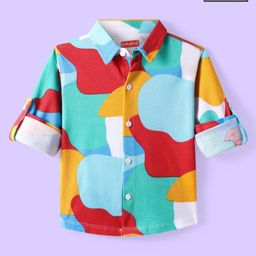 Babyhug Cotton Knit Full Sleeves Printed Shirt -Blue Yellow & Red-picture-21