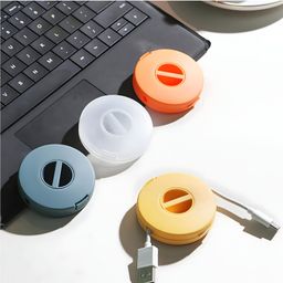 COZY VIBES USB Cable Management Retractable Cord Organizer 2-in-1 Cord Management Case Mobile Phone Holder, Cable Protector Wire Winder for USB Cable-PACK OF 1-COLOR MAY VARY-picture-12