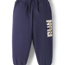 Taeko Looper Knit Full Length Lounge Pant with Text Print - Navy Blue-image-43