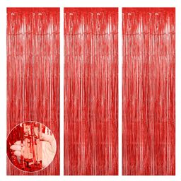 Bubble Trouble Tinsel Curtain Backdrop, Red Foil Fringe Curtains, Red Fringe Backdrop, Red Backdrop, 3 Pack 3.3x6.6 ft Foil Curtain Backdrop, Red Streamers for Birthday-image-70