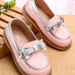 Babyoye Slip On Formal & Party Wear Shoes With Bow Applique - Pink-picture-1