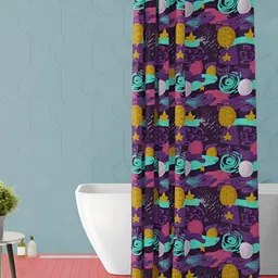ArtzFolio Purple & Green Printed Waterproof Shower Curtain-13