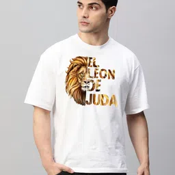 FARROWX Typography Printed Drop-Shoulder Sleeves Oversized Pure Cotton T-Shirt-picture-23