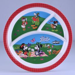 Servewell 3 Part Plate with Spoon and Fork Mickey Mouse Theme Set of 3- Blue image 2