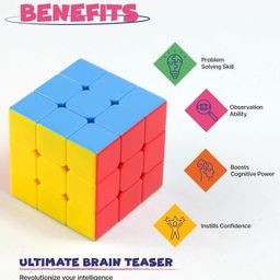 thepuzzl.co The Puzzl Co - 3x3 Rubik Cube - Colorful Brain Booster Puzzle Game for Kids 5+ Years | Stress Buster, Cognitive Power & Problem-Solving Skill Enhancer | Round Edge Design for Easy Handling image 3