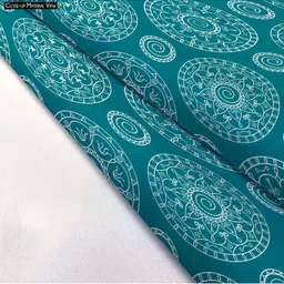 ArtzFolio Teal-Blue & White Printed Cotton Waist Aprons image 4
