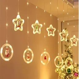 KAVYARA White Star Bulb & Ring Shape Christmas String Lights-15