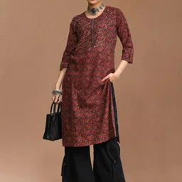 all about you Women Ethnic Motifs Printed Bandhani Daily Cotton A-Line Kurta-picture-41