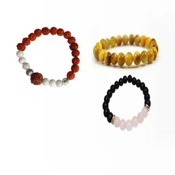 Divine souvenirs Unisex Set of 3 Artificial Beaded Elasticated Bracelet-35