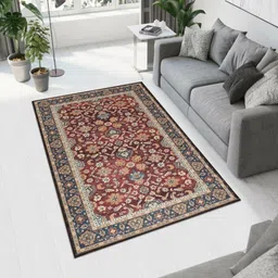 MAA HOME CONCEPT Red Floral Anti-Skid Woollen Carpet-39