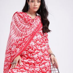 Anouk Rustic Floral Printed Straight Kurta With Trousers & Dupatta-0