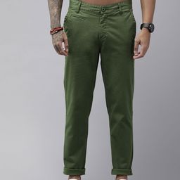 Roadster Men Green Solid Tapered Fit RegularTrousers-picture-57