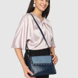 Caprese SHELBY Blue & Black Solid Medium Sling Handbag-image-75