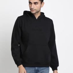 Turtle Black Relaxed Fit Logo Printed Hooded Sweatshirt-image-62
