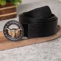 Carlton London Black Leather Waist Belt for Men-image-68