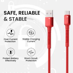 Red Portronics Konnect X - 6A USB to Type C charging cable image 2