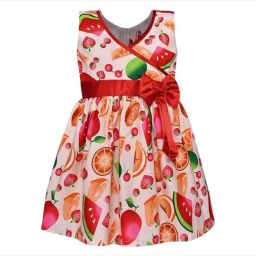 Wish Karo Girls Orange Cotton Graphic Printed Frock-image-45