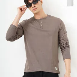 Genoa Men Pack of 2 Solid Henley Neck Cotton T-shirts-image-87