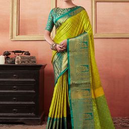 HERE&NOW Woven Design Zari Silk Cotton Saree-image-69