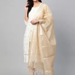 Indo Era Beige Woven Dupatta-picture-25
